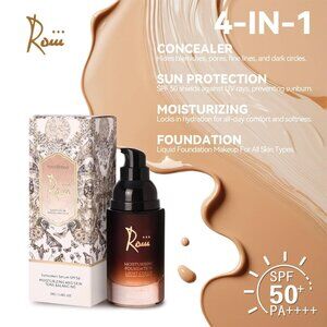Roiii Lightweight SPF 50 Liquid Foundation Full Coverage Sunscreen Makeup NEW